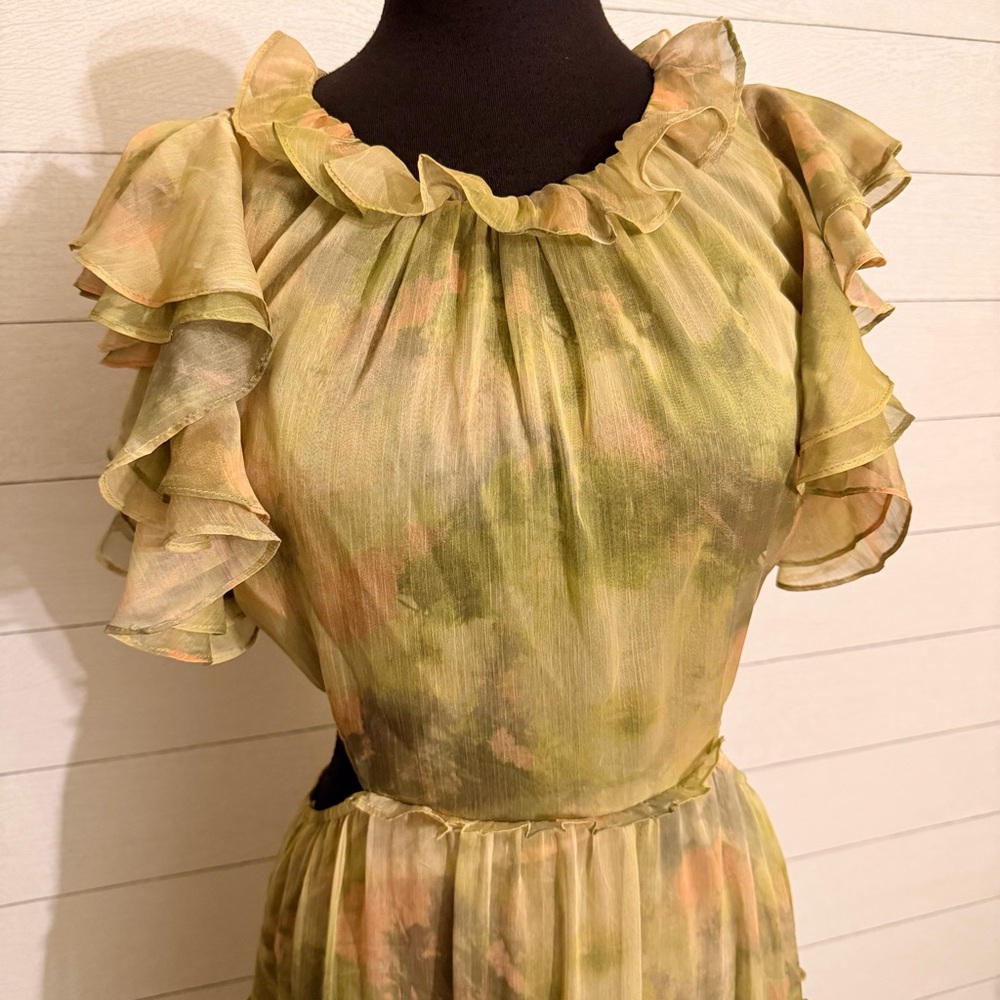 MISA Los Angeles Lana Dress in Chartreuse Abstract - Picture 2 of 9